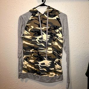 Camo long sleeve shirt with hood